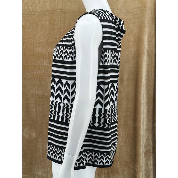 Calvin Klein Top Womens‎ 2X Black White Sleeveless Chevron Stripe Office Stretch - Picture 4 of 10